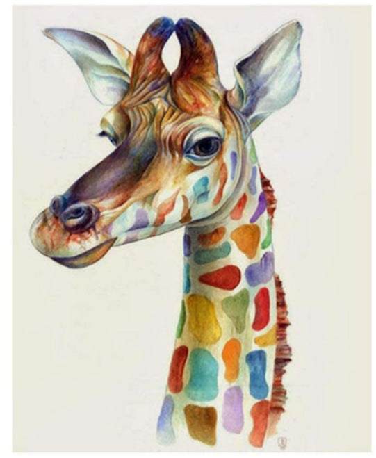 HKM-317267 Hand-Painted Digital Oil Painting Giraffe Art for Home Decoration - 40x50cm Canvas