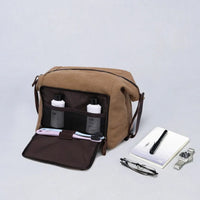 HKM-317331 Eco-Friendly Canvas Toiletry Bag with Zipper Closure - Retro Travel Cosmetic Storage
