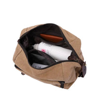 HKM-317331 Eco-Friendly Canvas Toiletry Bag with Zipper Closure - Retro Travel Cosmetic Storage