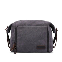 HKM-317331 Eco-Friendly Canvas Toiletry Bag with Zipper Closure - Retro Travel Cosmetic Storage