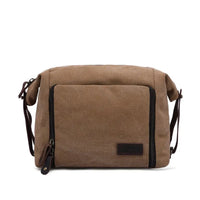 HKM-317331 Eco-Friendly Canvas Toiletry Bag with Zipper Closure - Retro Travel Cosmetic Storage