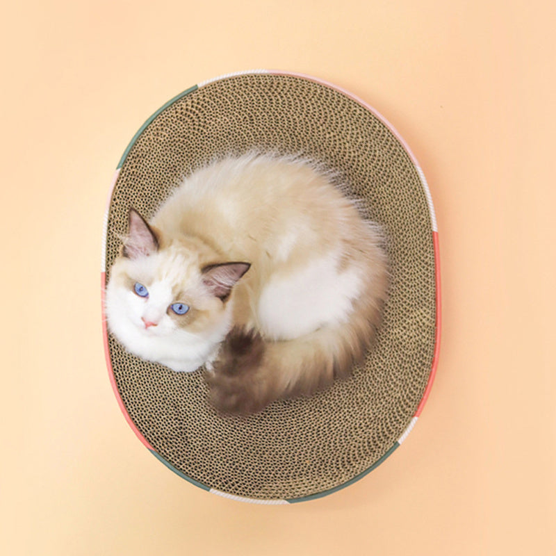 HKM-3173949 Oval Corrugated Cat Scratch Board for Claw Grinding and Play