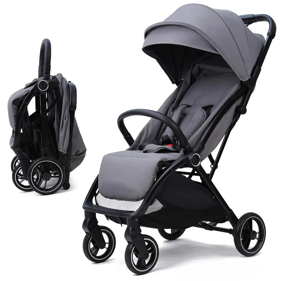 HKM-317459 3-in-1 Luxury Compact Baby Stroller with Gravity Auto-Folding Design