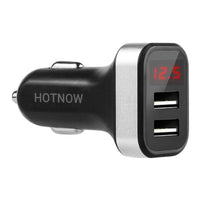 HKM-317459 Smart USB Car Charger with LED Display for Real-Time Battery Monitoring and Fast Charging Support