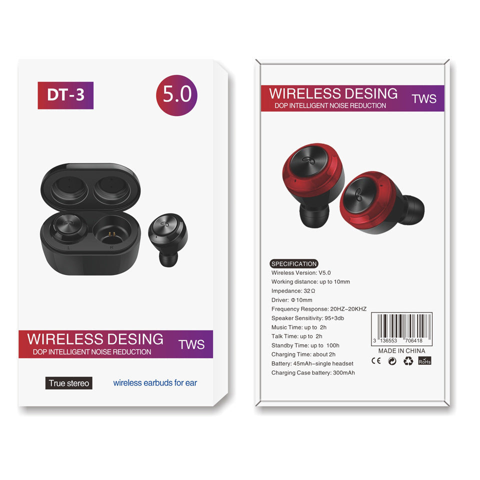 HKM-317459 Wireless Mini Earphones with Charging Case - Bluetooth V5.0, 120 Hours Standby, 4 Hours Talk Time, Available in White, Black, Red