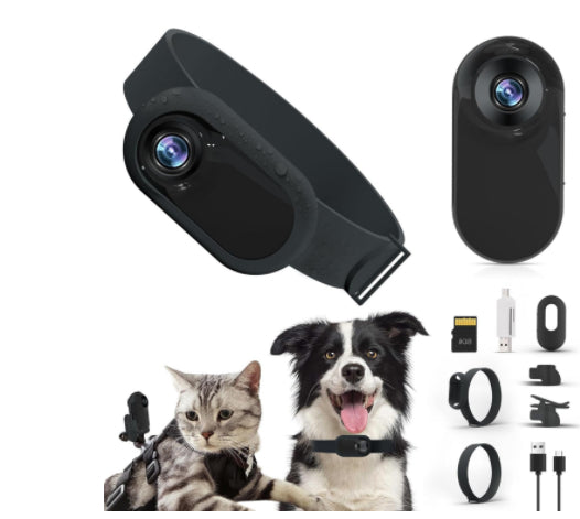 HKM-3175741 Wireless Cat and Dog Collar Camera for Indoor and Outdoor Use, USB Rechargeable