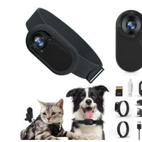 HKM-3175741 Wireless Cat and Dog Collar Camera for Indoor and Outdoor Use, USB Rechargeable