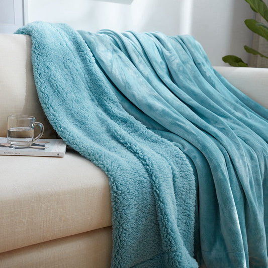 HKM-317587 Soft and Thick Coral Velvet & Lamb Cashmere Blanket for Bed and Sofa – 13 Cozy Colors Available