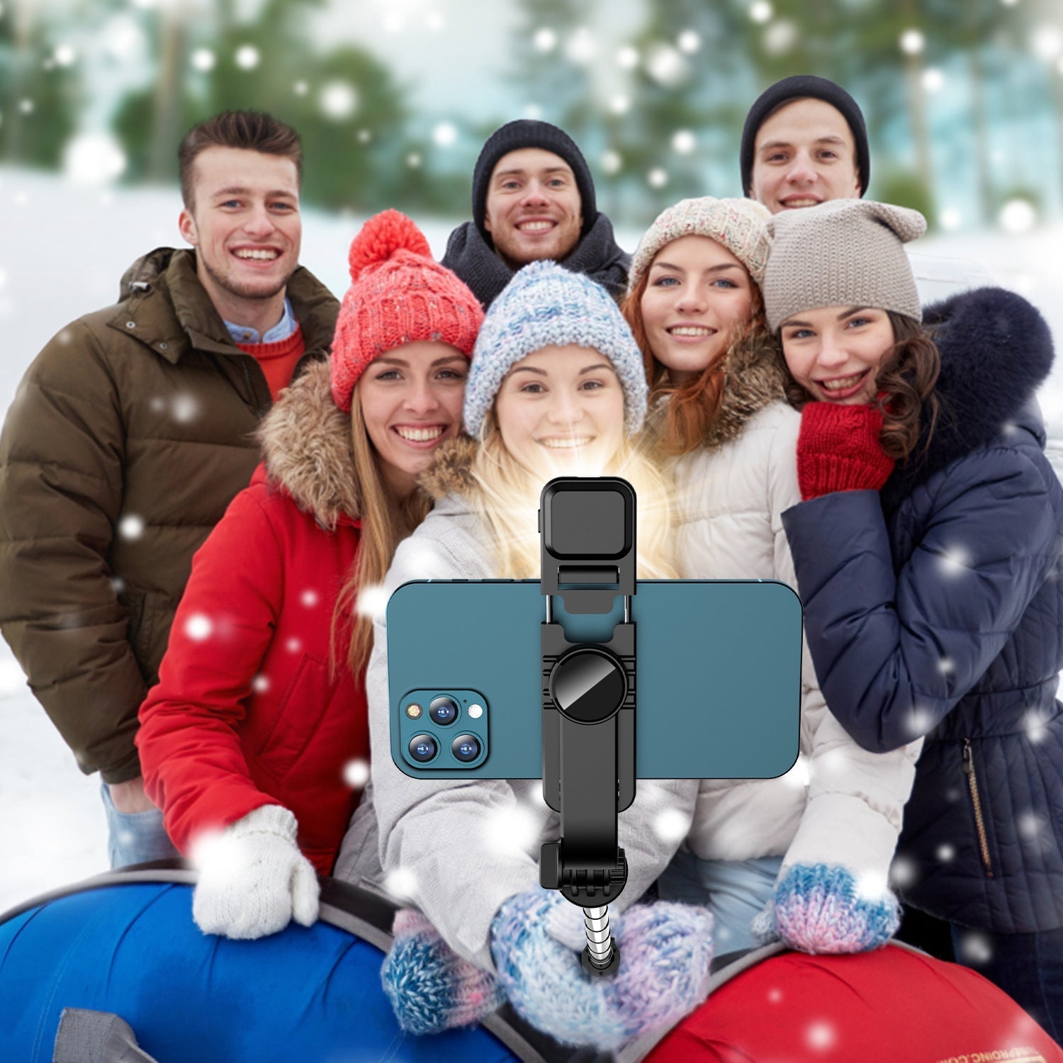 HKM-317651 Portable Bluetooth Selfie Stick Tripod with Retractable Design and Optional Beauty Fill Light