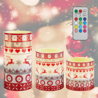 HKM-317715 Christmas Flameless LED Candles with Deer Design, Flickering Light Modes, Remote Control & Timer, Battery Operated
