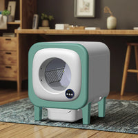 HKM-317715 Smart Automatic Cat Toilet 65L Capacity with APP Control and Self-Cleaning Feature, Durable Stainless Steel & Plastic Design