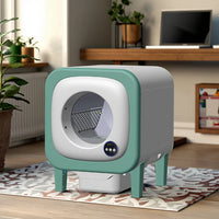 HKM-317715 Smart Automatic Cat Toilet 65L Capacity with APP Control and Self-Cleaning Feature, Durable Stainless Steel & Plastic Design