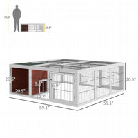 HKM-3177405 64" Wooden Outdoor Rabbit Hutch with Enclosed Run and Weather-Resistant Design