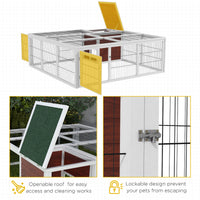 HKM-3177405 64" Wooden Outdoor Rabbit Hutch with Enclosed Run and Weather-Resistant Design