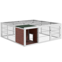 HKM-3177405 64" Wooden Outdoor Rabbit Hutch with Enclosed Run and Weather-Resistant Design