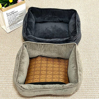 HKM-3177789 Cozy Corduroy Cat Nest in Black and Khaki ¨C Available in Three Sizes