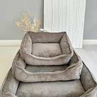 HKM-3177789 Cozy Corduroy Cat Nest in Black and Khaki ¨C Available in Three Sizes