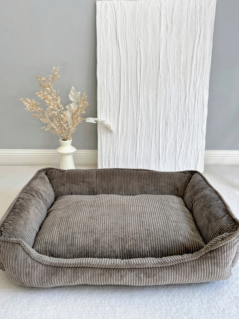 HKM-3177789 Cozy Corduroy Cat Nest in Black and Khaki ¨C Available in Three Sizes