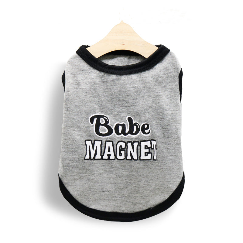 HKM-3177917 Cotton Leisure Pet Vest in Gray with Black Trim for Dogs