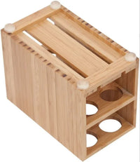 HKM-317843 Bamboo Wall-Mounted Toothbrush and Toothpaste Holder for Eco-Friendly Bathroom Storage