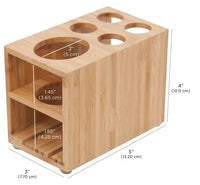 HKM-317843 Bamboo Wall-Mounted Toothbrush and Toothpaste Holder for Eco-Friendly Bathroom Storage