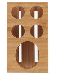 HKM-317843 Bamboo Wall-Mounted Toothbrush and Toothpaste Holder for Eco-Friendly Bathroom Storage