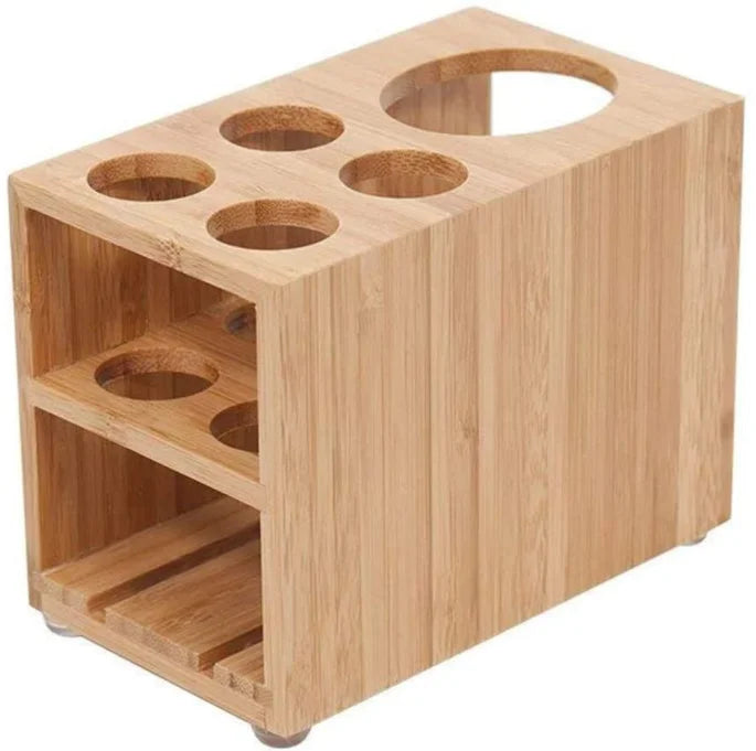 HKM-317843 Bamboo Wall-Mounted Toothbrush and Toothpaste Holder for Eco-Friendly Bathroom Storage