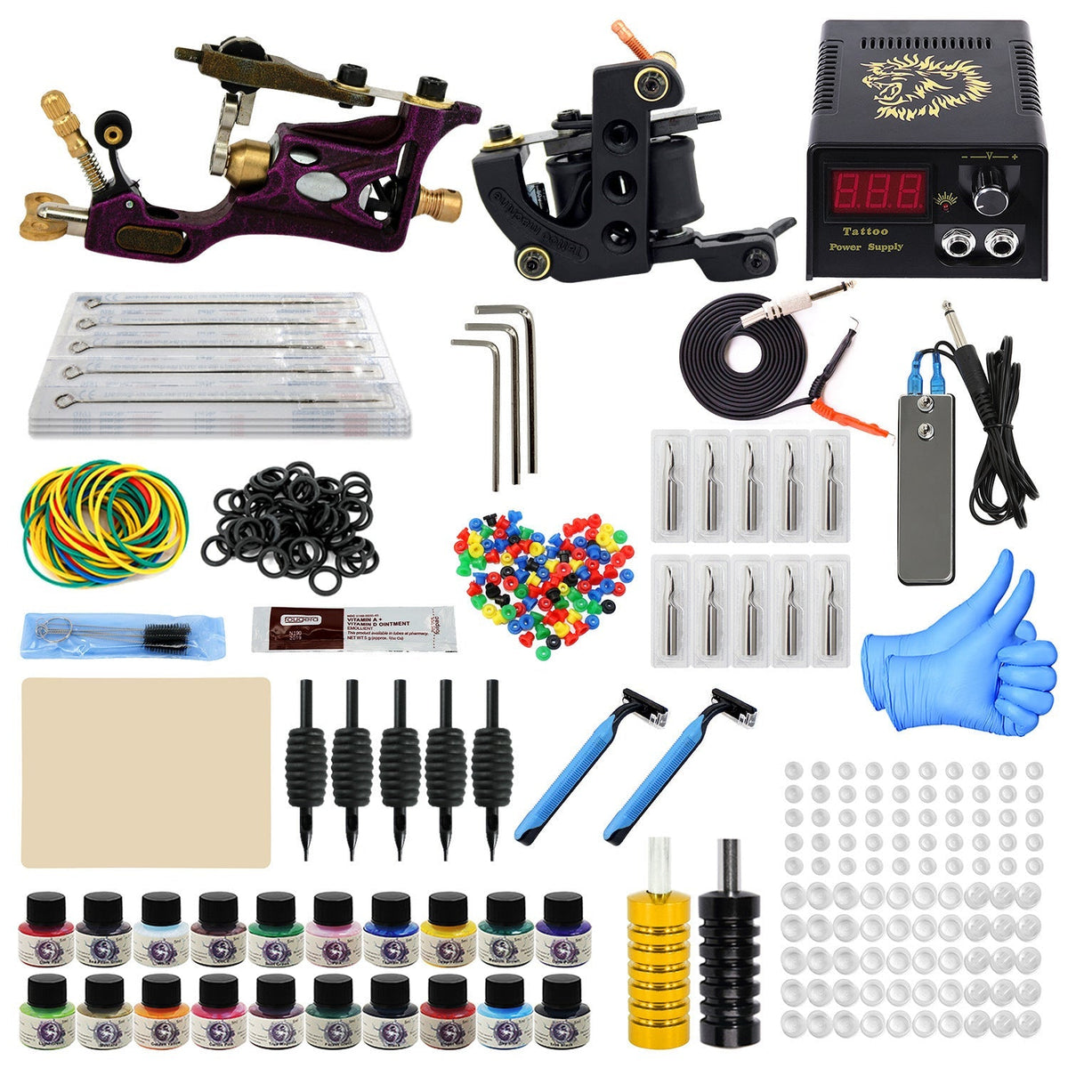 HKM-317843 Professional Tattoo Equipment Set - Complete Tools for Artists - European, British, American, & National Standards Compliance