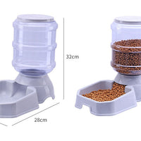 HKM-3179581 Gray Automatic Pet Feeder and Water Fountain Combo for Convenient Pet Care