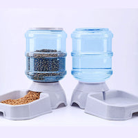 HKM-3179581 Gray Automatic Pet Feeder and Water Fountain Combo for Convenient Pet Care