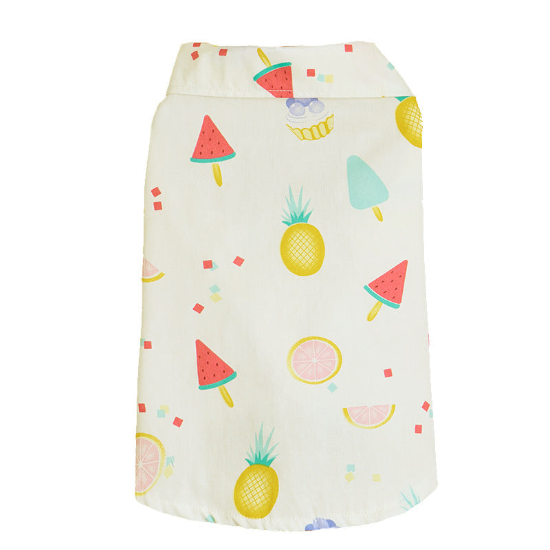 HKM-3180093 Watermelon Fruit Print Cotton Dog Shirt - Multi-Size Pet Apparel