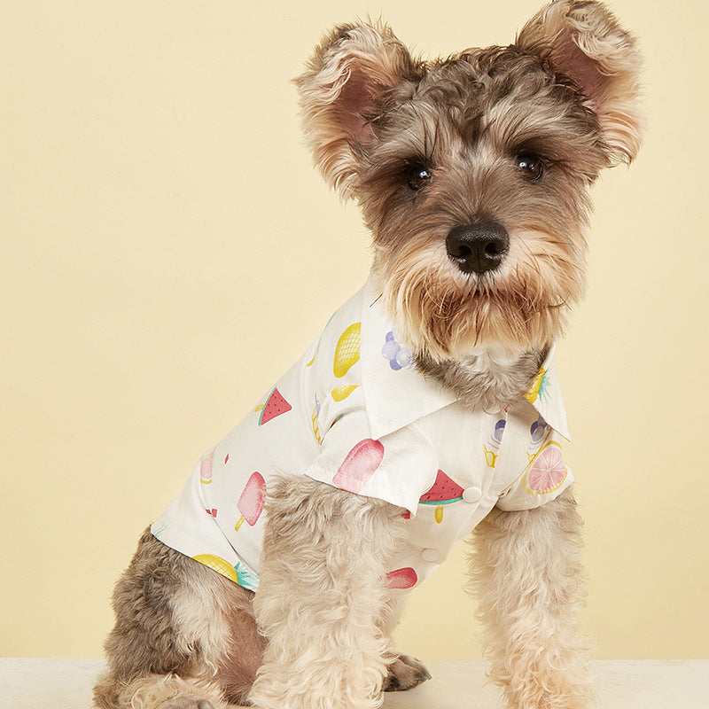HKM-3180093 Watermelon Fruit Print Cotton Dog Shirt - Multi-Size Pet Apparel