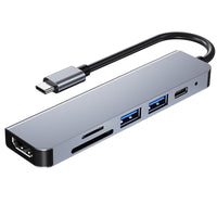 HKM-318099 6-in-1 Type-C Multi-Function Dock with 4K HDMI, USB, SD/TF Card Reader