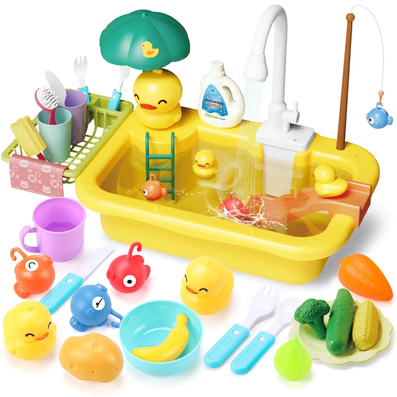 HKM-318099 Electric Kitchen Dishwasher Play Set for Kids - Fun Pretend Play Sink Toy