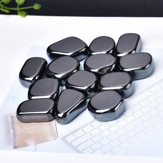 HKM-318099 Natural Hematite Raw Stone Ornaments - Various Sizes (1-4cm) - Modern Black Crystal Decor