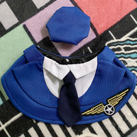 HKM-3181117 Personalized Blue Polyester Pet Clothing with Hat for Cats - Sizes S, M, L