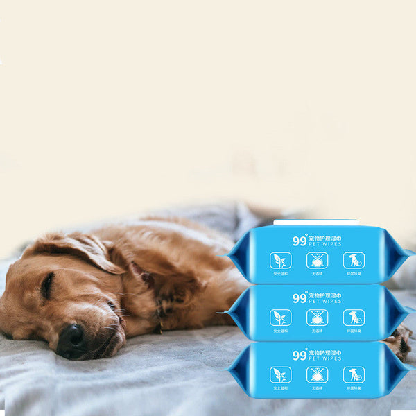 HKM-3181373 Tear-Free Pet Wipes for Dogs and Cats - 100 Antibacterial Non-Woven Fabric Wipes
