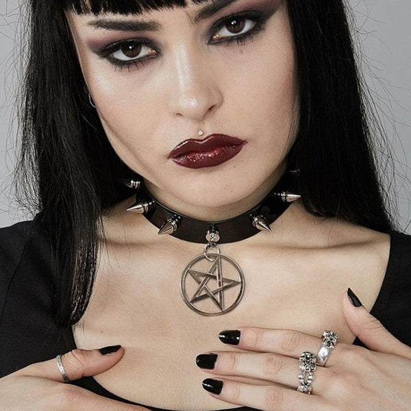 HKM-3181501 Vintage Punk Leather Collar - Unisex Diamond-Shaped Design in Multiple Colors