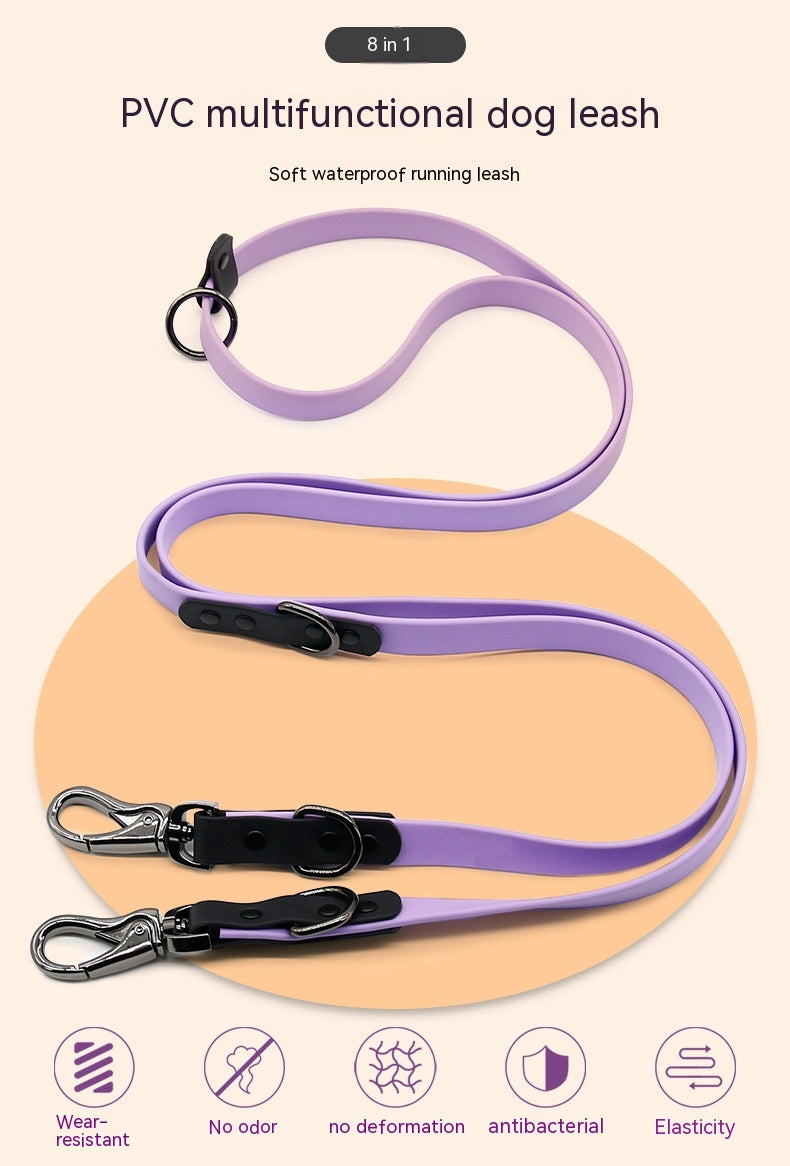 HKM-3183293 Multifunctional Nylon PVC Dog Chain and Chest Strap Set - 2.2m Long, Available in Multiple Colors