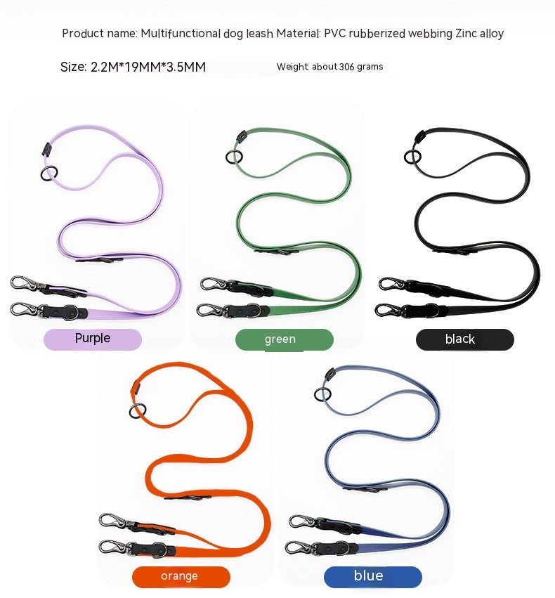 HKM-3183293 Multifunctional Nylon PVC Dog Chain and Chest Strap Set - 2.2m Long, Available in Multiple Colors
