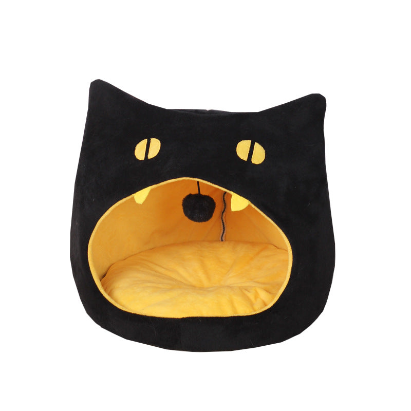 HKM-3183549 Cozy Cat-Shaped Bed with Plush Material for Small Dogs and Kittens, Washable and Travel-Friendly