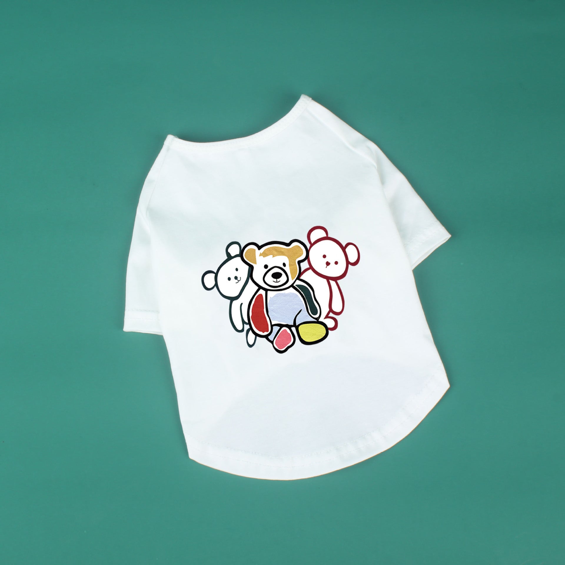 HKM-3184061 Cute Black and White Cotton T-Shirt for Pets with Three Bears Design, Casual Style