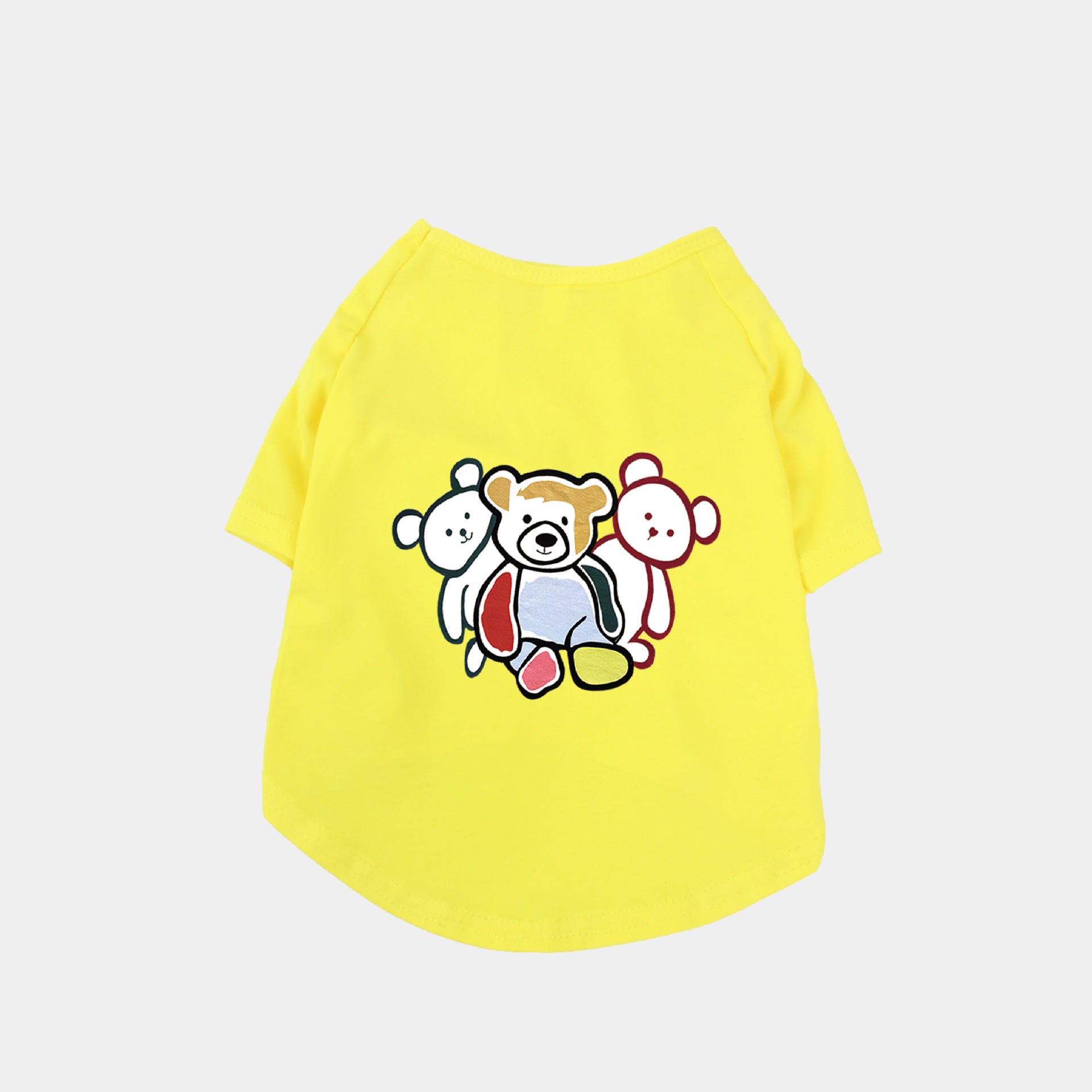 HKM-3184061 Cute Black and White Cotton T-Shirt for Pets with Three Bears Design, Casual Style