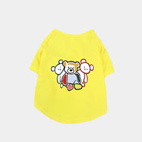 HKM-3184061 Cute Black and White Cotton T-Shirt for Pets with Three Bears Design, Casual Style