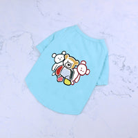 HKM-3184061 Cute Black and White Cotton T-Shirt for Pets with Three Bears Design, Casual Style