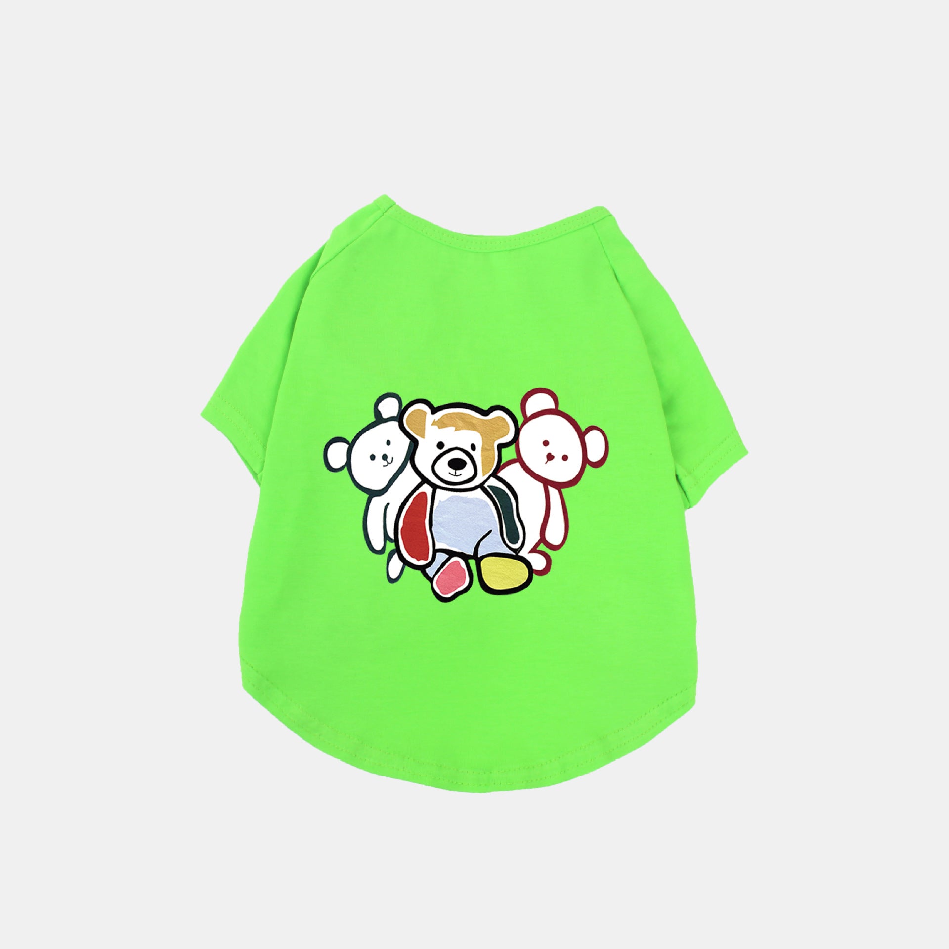 HKM-3184061 Cute Black and White Cotton T-Shirt for Pets with Three Bears Design, Casual Style