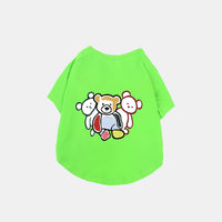 HKM-3184061 Cute Black and White Cotton T-Shirt for Pets with Three Bears Design, Casual Style