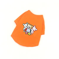 HKM-3184061 Cute Black and White Cotton T-Shirt for Pets with Three Bears Design, Casual Style