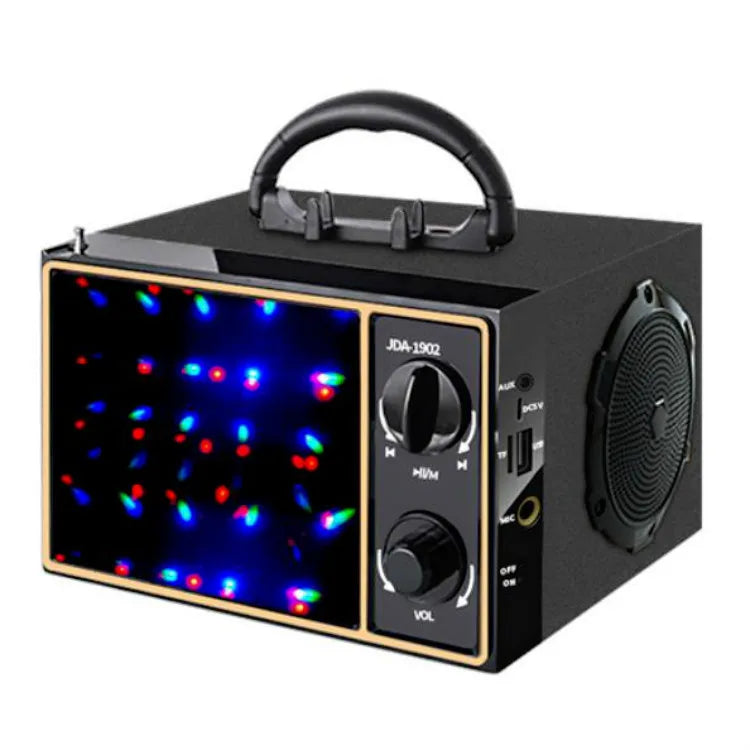 HKM-318419 High Power Dual Speaker Retro Wood Hi-Fi Stereo Bookshelf Bluetooth Speaker with Screen Flash Light