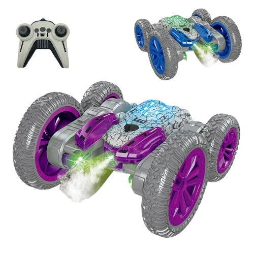 HKM-318419 Remote Control Double-Sided Butterfly Stunt Car with LED Light and Spray Function
